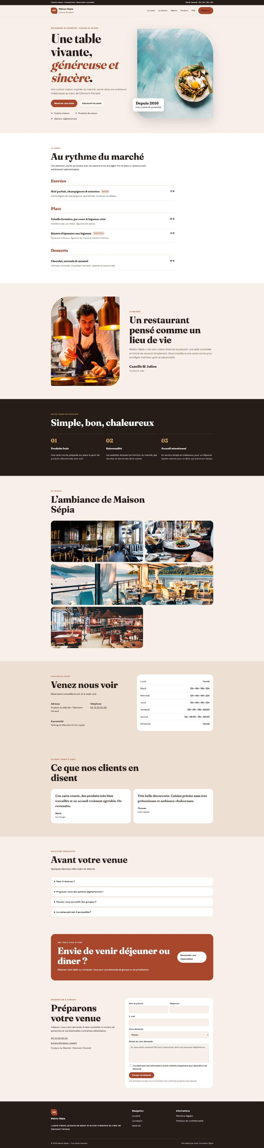 Capture du modèle Restaurant