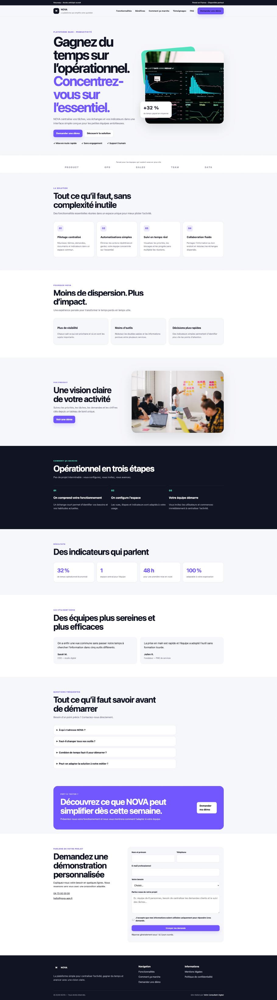 Capture du modèle Startup