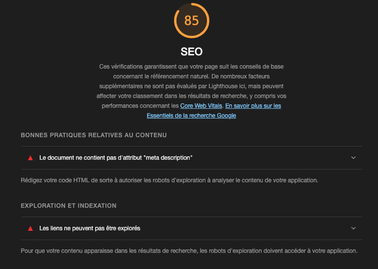 Google Lighthouse SEO
