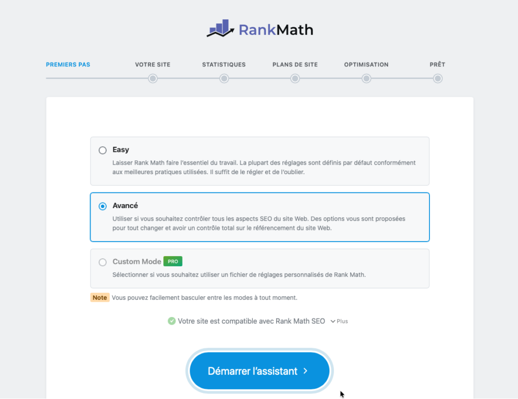 Rank Math SEO assistant de configuration